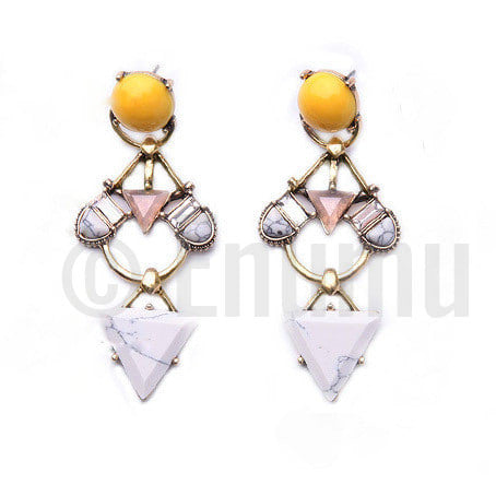 Yellow Geometric Dangle Earrings - Enumu