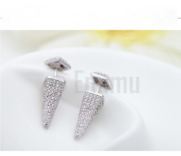 Double Side Diamond Imitation Studs - Enumu