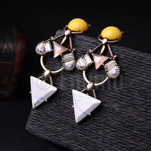 Yellow Geometric Dangle Earrings - Enumu