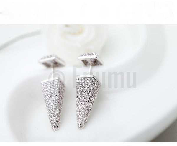 Double Side Diamond Imitation Studs - Enumu