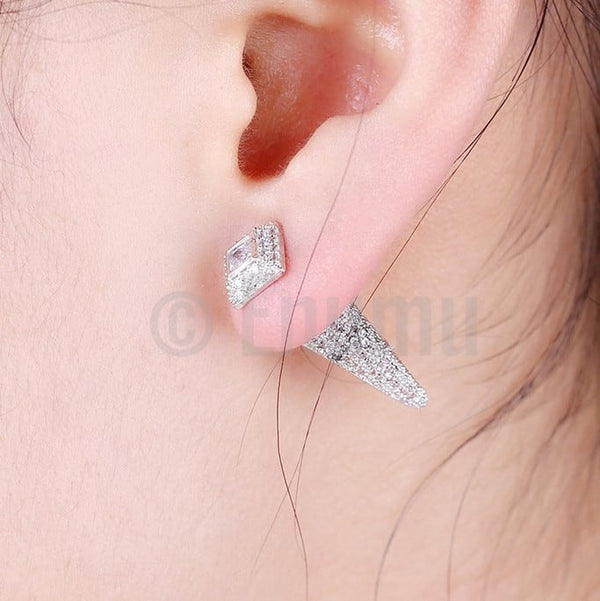 Double Side Diamond Imitation Studs - Enumu