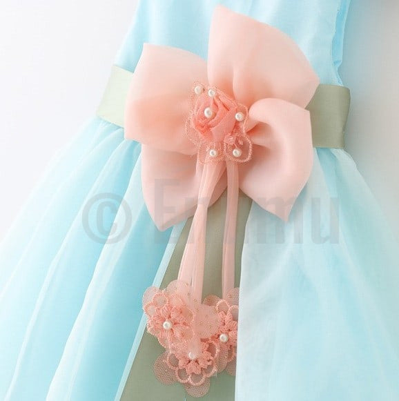 Light Blue Big Flower Dress - Enumu