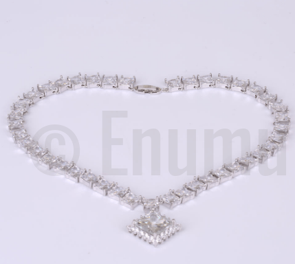 Diamond Necklace Set with Bracelet (6.5" or 17 cms) - Enumu