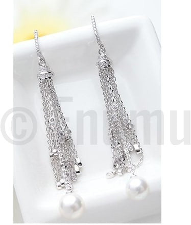 Tassel Pearl Dangle Earrings - Enumu