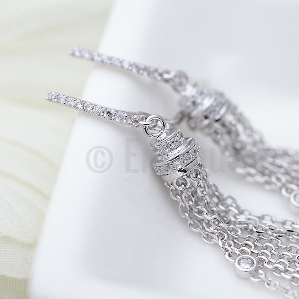 Tassel Pearl Dangle Earrings - Enumu