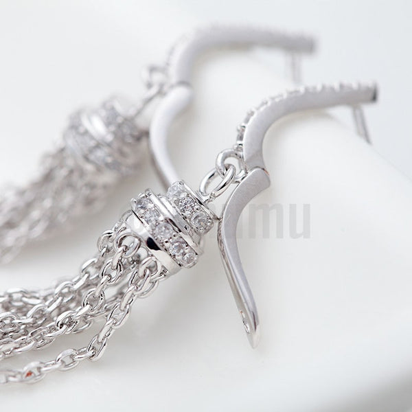 Tassel Pearl Dangle Earrings - Enumu