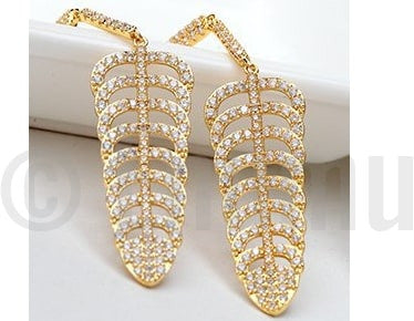 Designer Yellow Gold plated Dangle Earrings - Enumu
