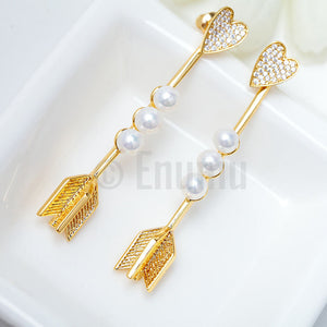 YGP Heart and Arrow Pearl Earrings - Enumu