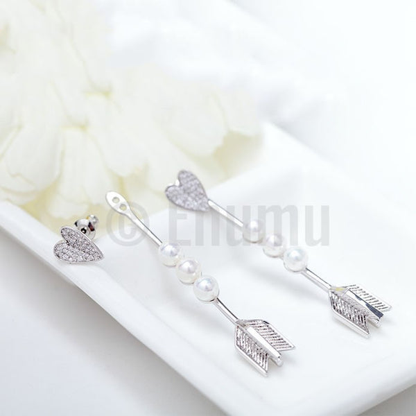 WGP Lovestruck Heart and Arrow Pearl Earrings - Enumu