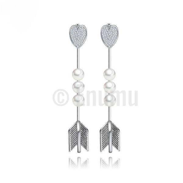WGP Lovestruck Heart and Arrow Pearl Earrings - Enumu