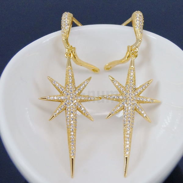 Star Sparkle YGP Diamond Imitation Dangle Earrings - Enumu