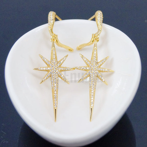 Star Sparkle YGP Diamond Imitation Dangle Earrings - Enumu