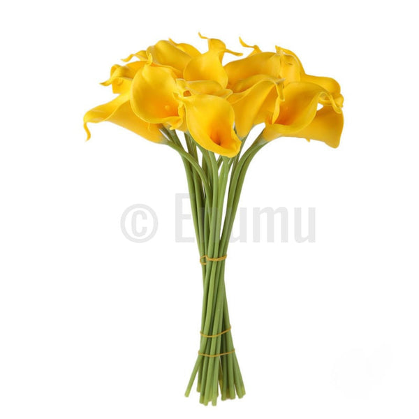 10 Pcs Yellow Calla Lilies Artificial Flowers - Enumu