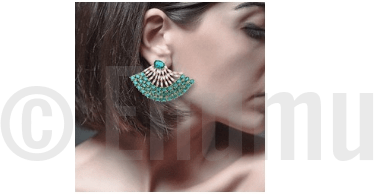 Super Big Aquamarine Fan Stud Earrings - Enumu