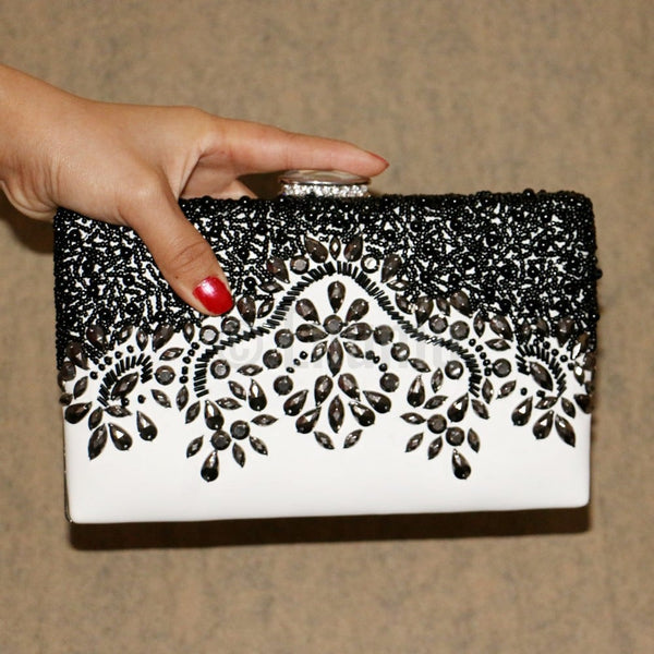 Black Beads Party Clutch - Enumu