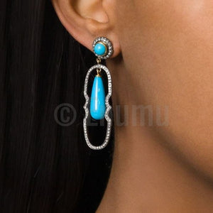 Blue Dangle Ethnic Earrings - Enumu