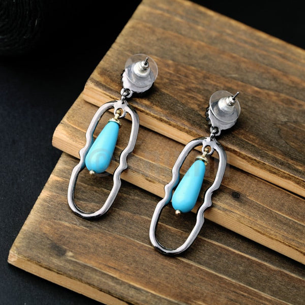 Blue Dangle Ethnic Earrings - Enumu