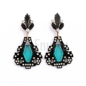 Blue and Black Party Long Earrings - Enumu