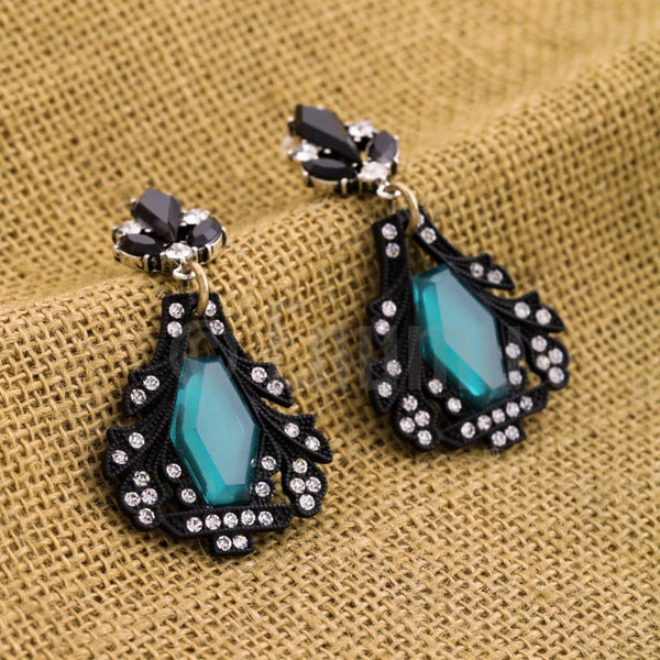 Blue and Black Party Long Earrings - Enumu