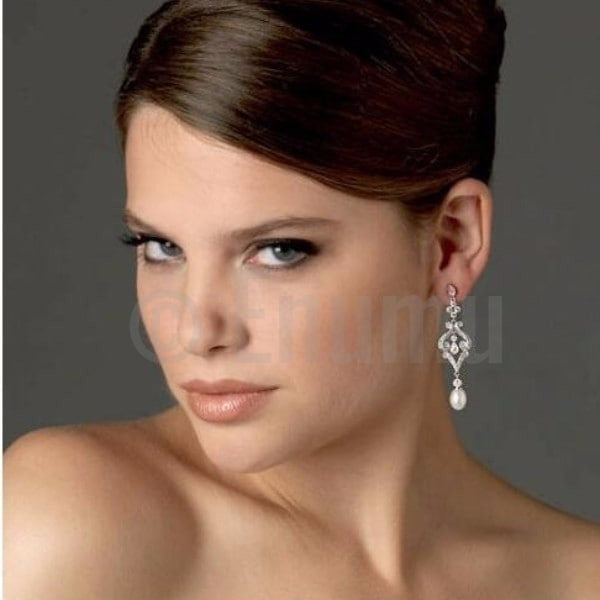 Simple Pearl Dangle Earrings - Enumu