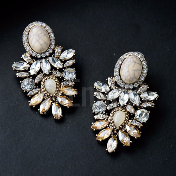Big Natural Uncut Stone and Crystal Studs - Enumu