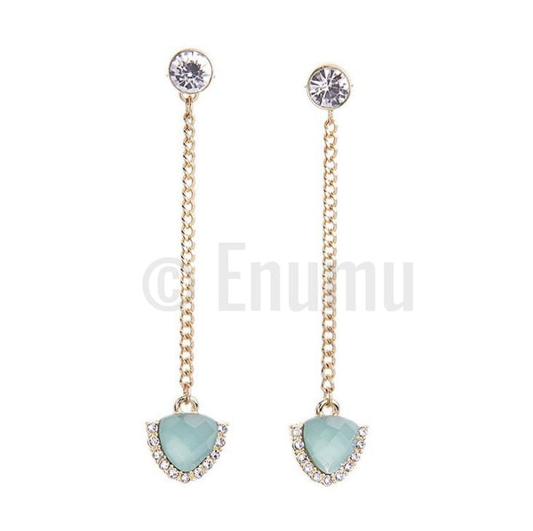 Light Blue Long Dangle Earrings - Enumu