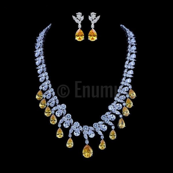 Yellow Citrine Necklace set - Enumu