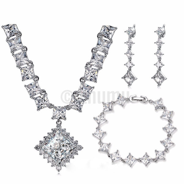 Diamond Necklace Set with Bracelet (6.5" or 17 cms) - Enumu