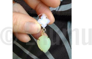 White and Light Green Drop Earrings - Enumu