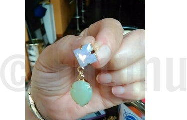 White and Light Green Drop Earrings - Enumu