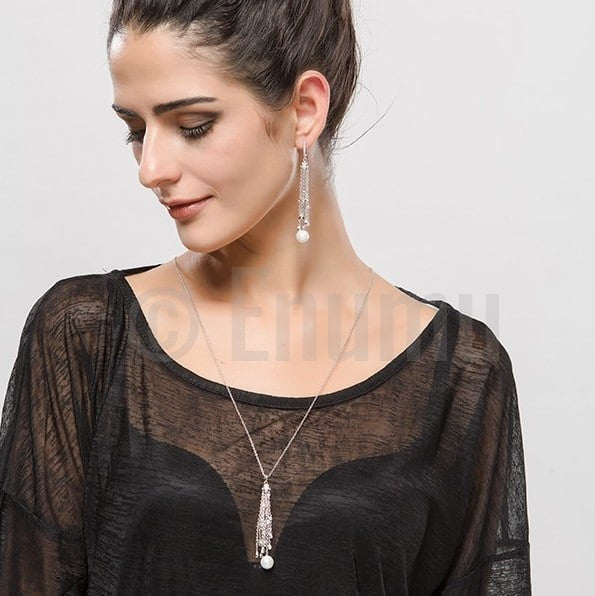 Super Long Pearl Pendant with Chain - Enumu