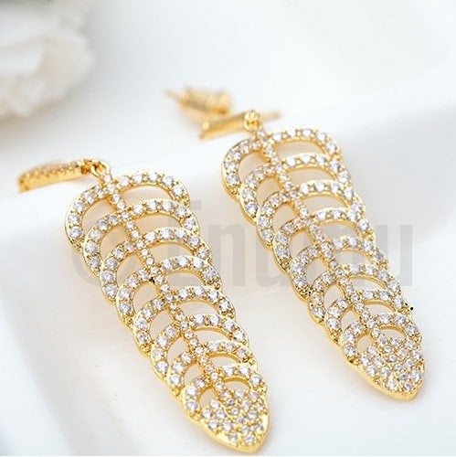 Designer Yellow Gold plated Dangle Earrings - Enumu