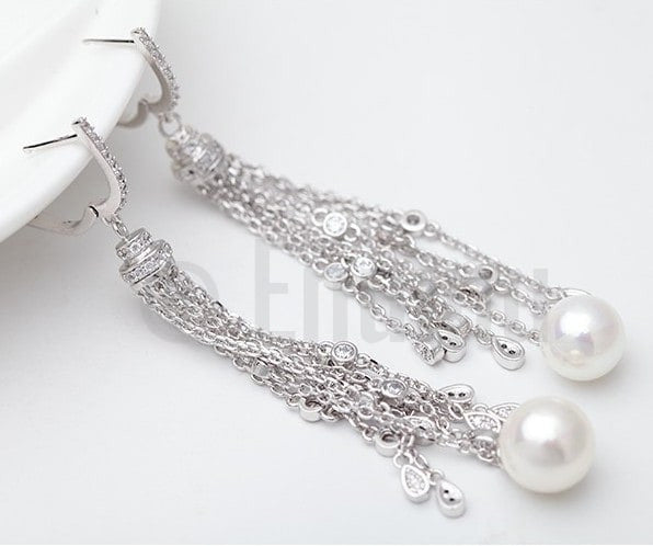Tassel Pearl Dangle Earrings - Enumu