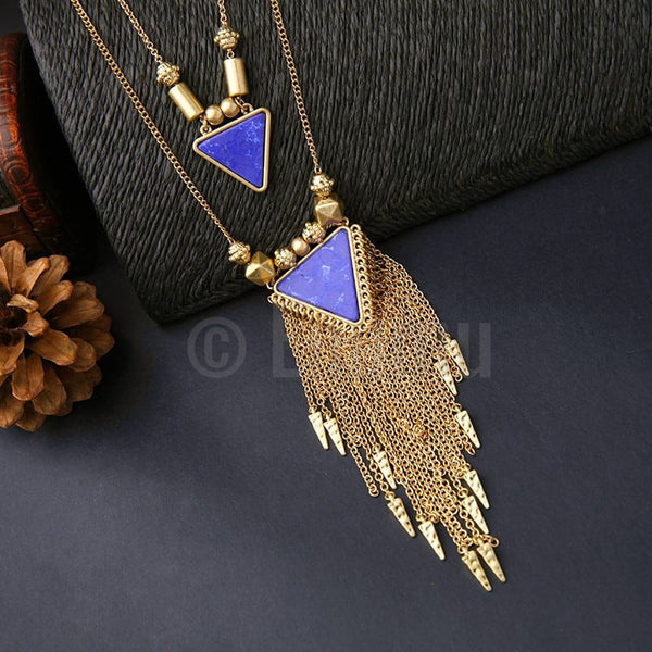 Two Strand Triangular Pendant Necklace - Enumu