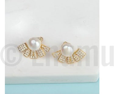 Gold plated Pearl Studs - Enumu