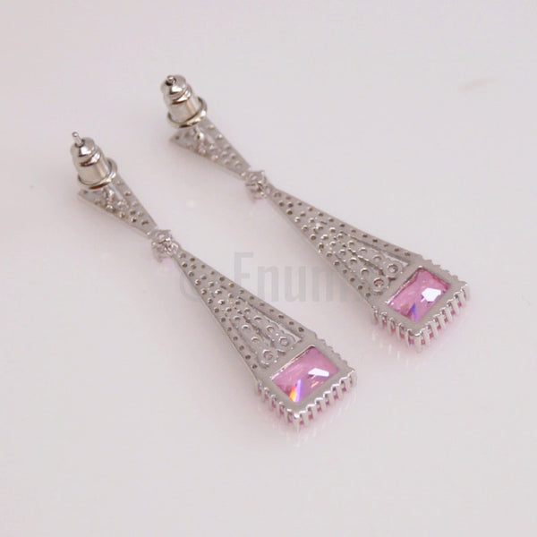 Pink Tourmaline Drop Dangle Earrings - Enumu