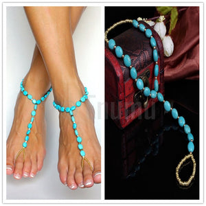 Turquoise Beaded Anklets - Enumu