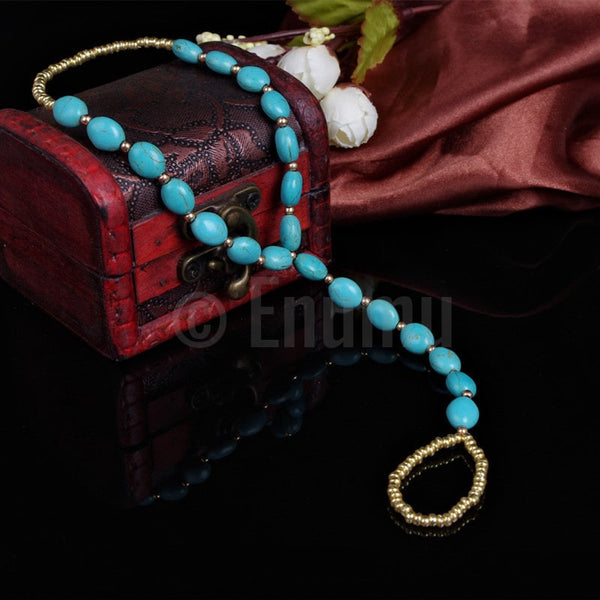Turquoise Beaded Anklets - Enumu