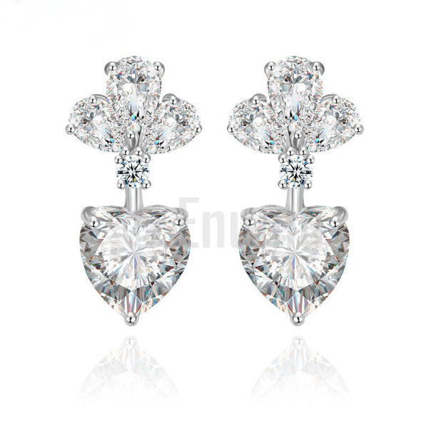 Simple Heart Diamond Imitation Earrings - Enumu