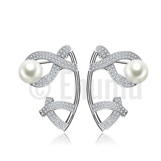 Big Dual Cut Pearl and CZ Cuff - Enumu
