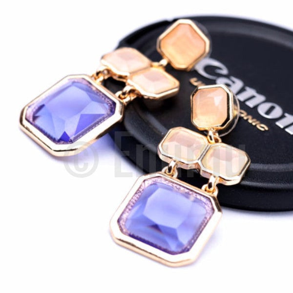 Beige and Blue Dangle Earrings - Enumu