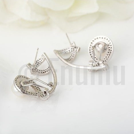 Big Dual Cut Pearl and CZ Cuff - Enumu