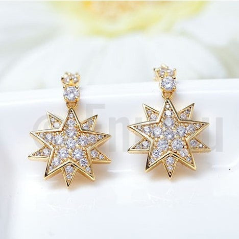 Double Star Dangle Drop Earrings - Enumu