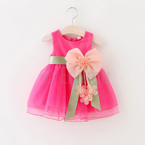 Dark Pink Big Flower Dress - Enumu