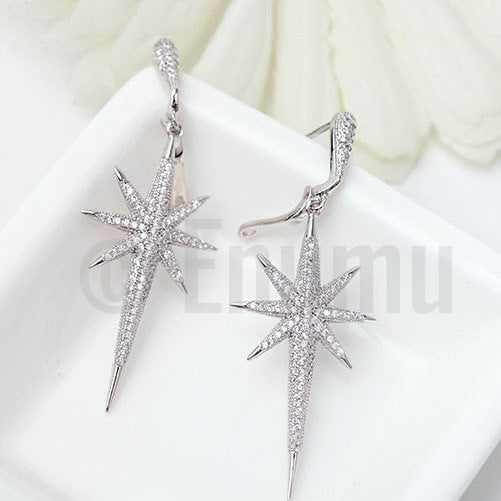 Star Sparkle WGP Diamond Imitation Dangle Earrings - Enumu