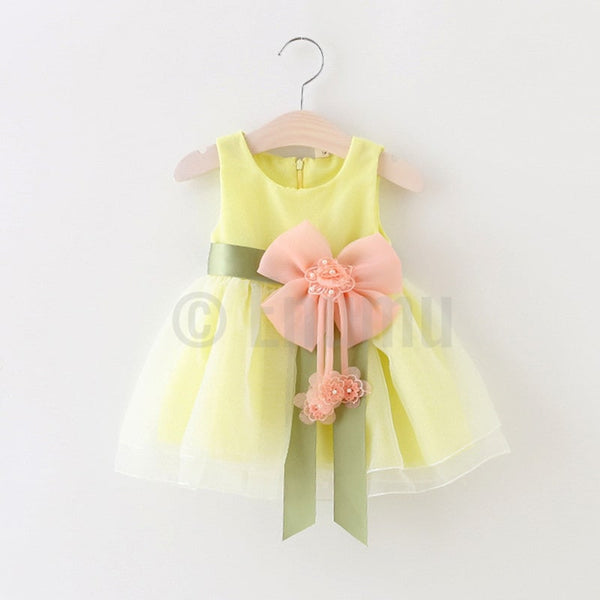 Lemon Yellow Big Flower Dress - Enumu