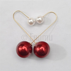Red Double side Long dangle earrings - Enumu