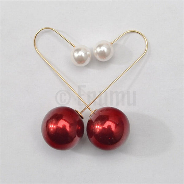 Red Double side Long dangle earrings - Enumu