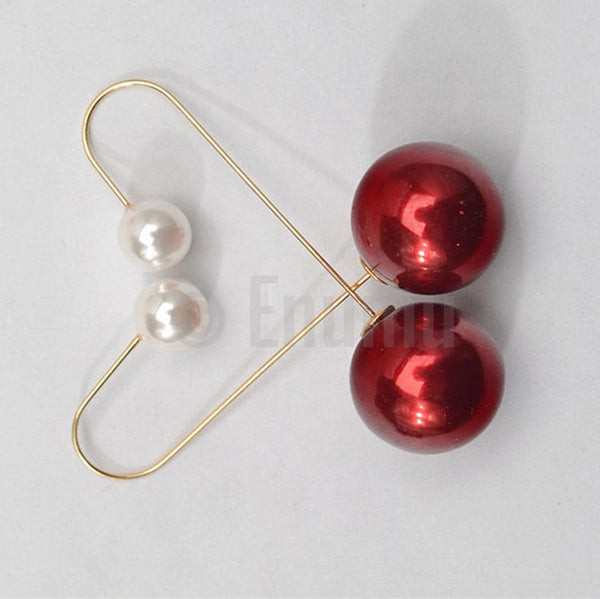 Red Double side Long dangle earrings - Enumu