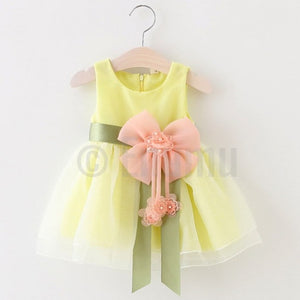 Lemon Yellow Big Flower Dress - Enumu